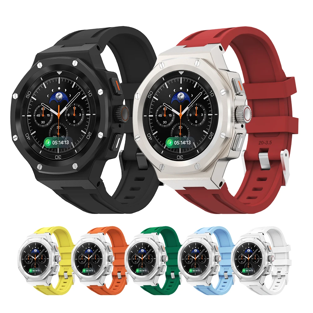 Роскошный комплект модификации для Samsung Galaxy Watch 8 40, 44 мм8 Classic, 46 мм, силиконовый ремешок + металлический чехол для Galaxy 88 Classic (art.: 3920d1bd089ce) - 3920d1bd089ce