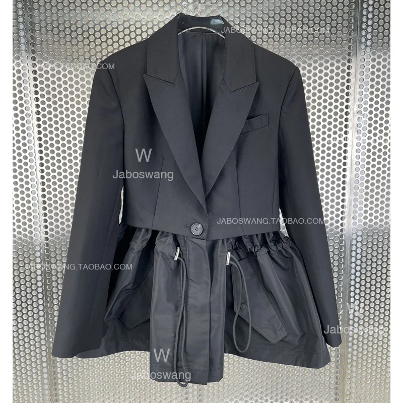 

Женский весенне-осенний свободный пиджак на одной пуговице, новинка 2023, рабочая одежда в европейском и американском Корейском стиле, черная блузка для женщин