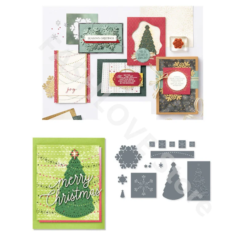 

Snowflake Christmas Tree Metal Cutting Dies And Clear Stamps New For Decorating Winter Cards Albums Scrapbook Embossing Crafts