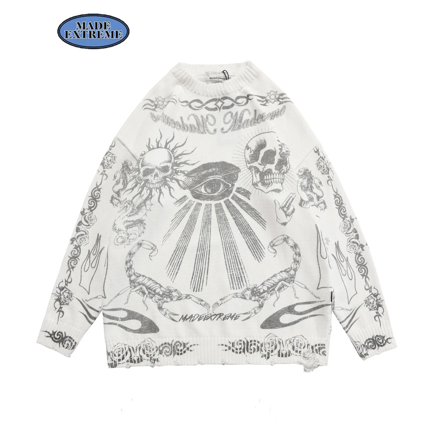 Вязаный свитер с черепом BLACKAIR модный Свободный пуловер в стиле High Street лидер