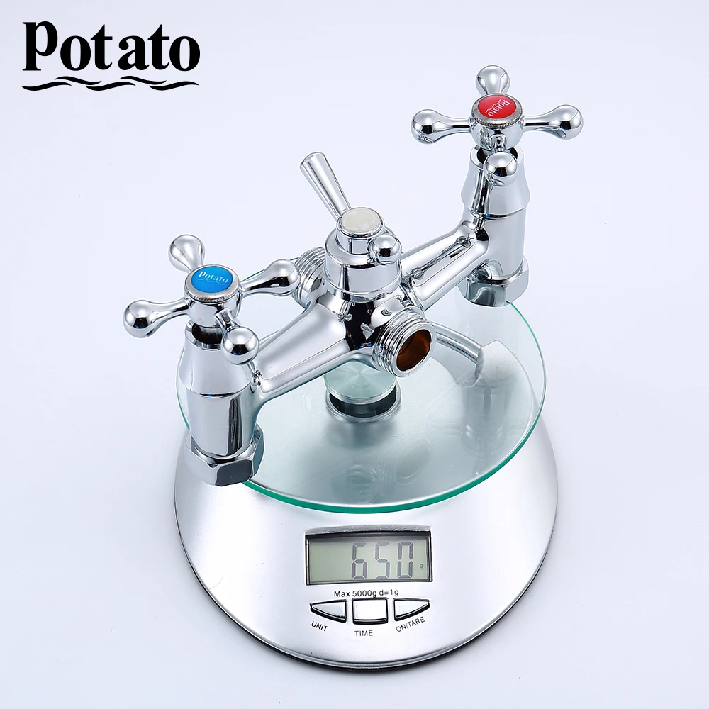 potato bathroom faucets economic zinc trough bathtub sprayer double control bath mixer with shower head p2265 free global shipping