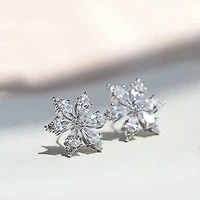 2022 new aesthetic flower stud earrings for women with aaa cubic zirconia stone wedding party fashion versatile earrings jewelry