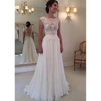 a line robe de mariage 2023 simple lace wedding dress bride round neck open back sleeveless vestidos elegantes para mujer long