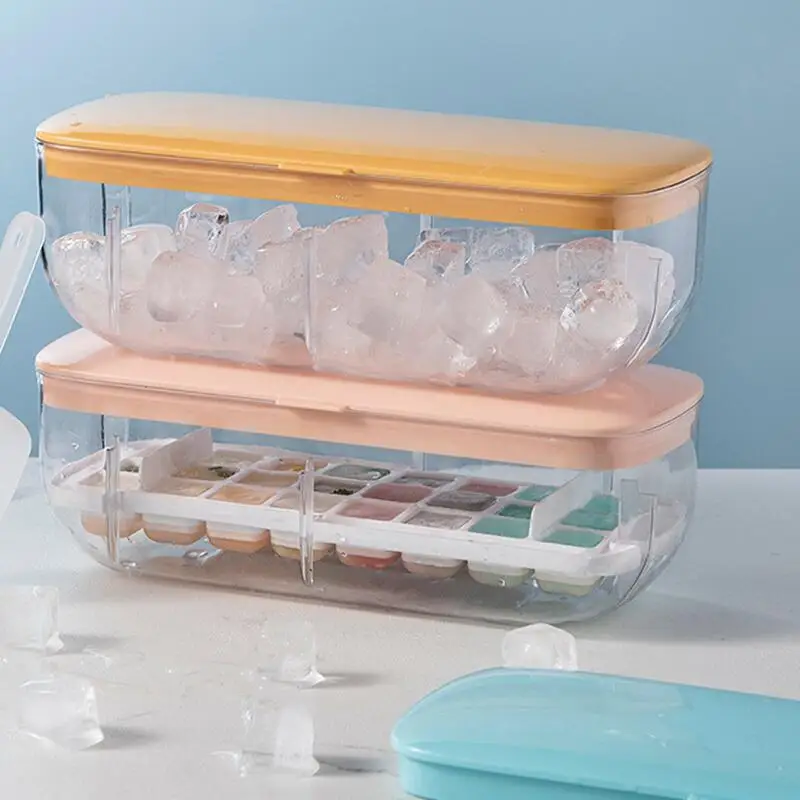 2022 silicone ice mold and storage box 2 in 1 ice cube tray making mould box maker bar kitchen accessories utensils home gadgets free global shipping