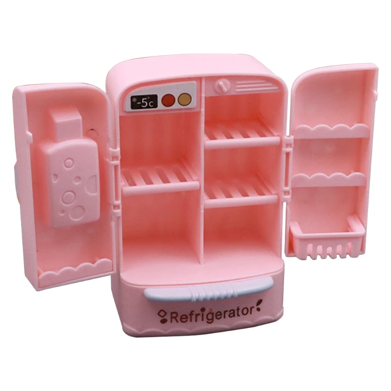

Toy Model Pink Refrigerator for PLAY House Mini Freezer Kitchen Accessory Toy for DIY Dollhouse Girl's Pretend for PLAY Gift