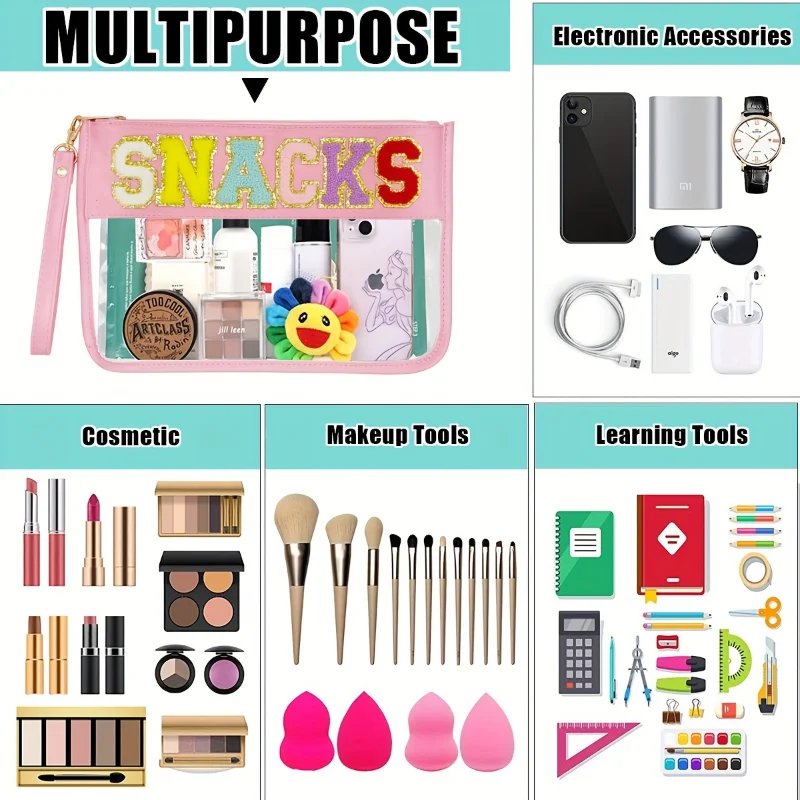 Transparent Letter Cosmetic Bag Pvc Zipper Clear Makeup Women Bags Beauty Travel Makeup Organizer Storage Bath Toiletry Wash Bag