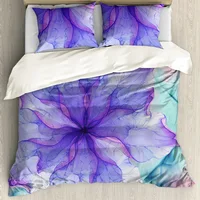 Tie Dye Duvet Cover King/Queen Size Flowers Swirl Print Bedding Set,purple Hippie Spiral Ethnic Boho Style Polyester Quilt Cover