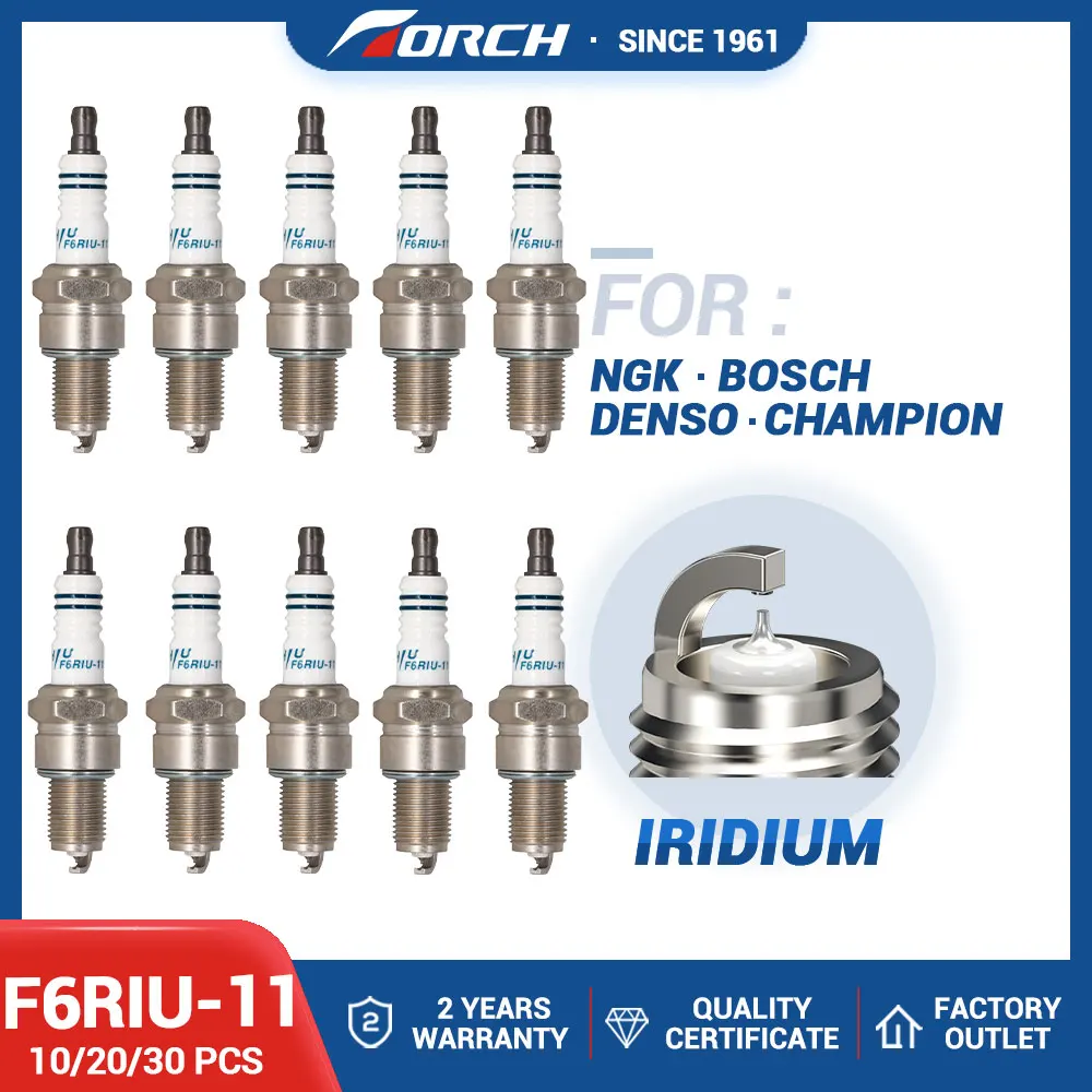 

10-30PCS Iridium U-shaped Groove Spark Plug TORCH F6RIU-11 Replace for Denso W20EXR-U11 J20AY TOYOTA 90098-20665 90098-70031