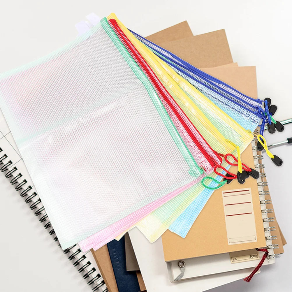 

20 Pcs Office Bills Organizers Documents Paper Files Mesh Bag Receipt Zippered Pouch Pvc Pouches