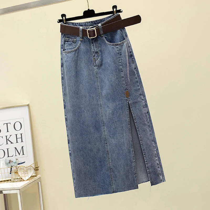 

Vintage Denim Women Skirts 2023 New Empire Slim Fit Korean Version Half-body Skirt SUMMER Split Clothing YCMYUNYAN
