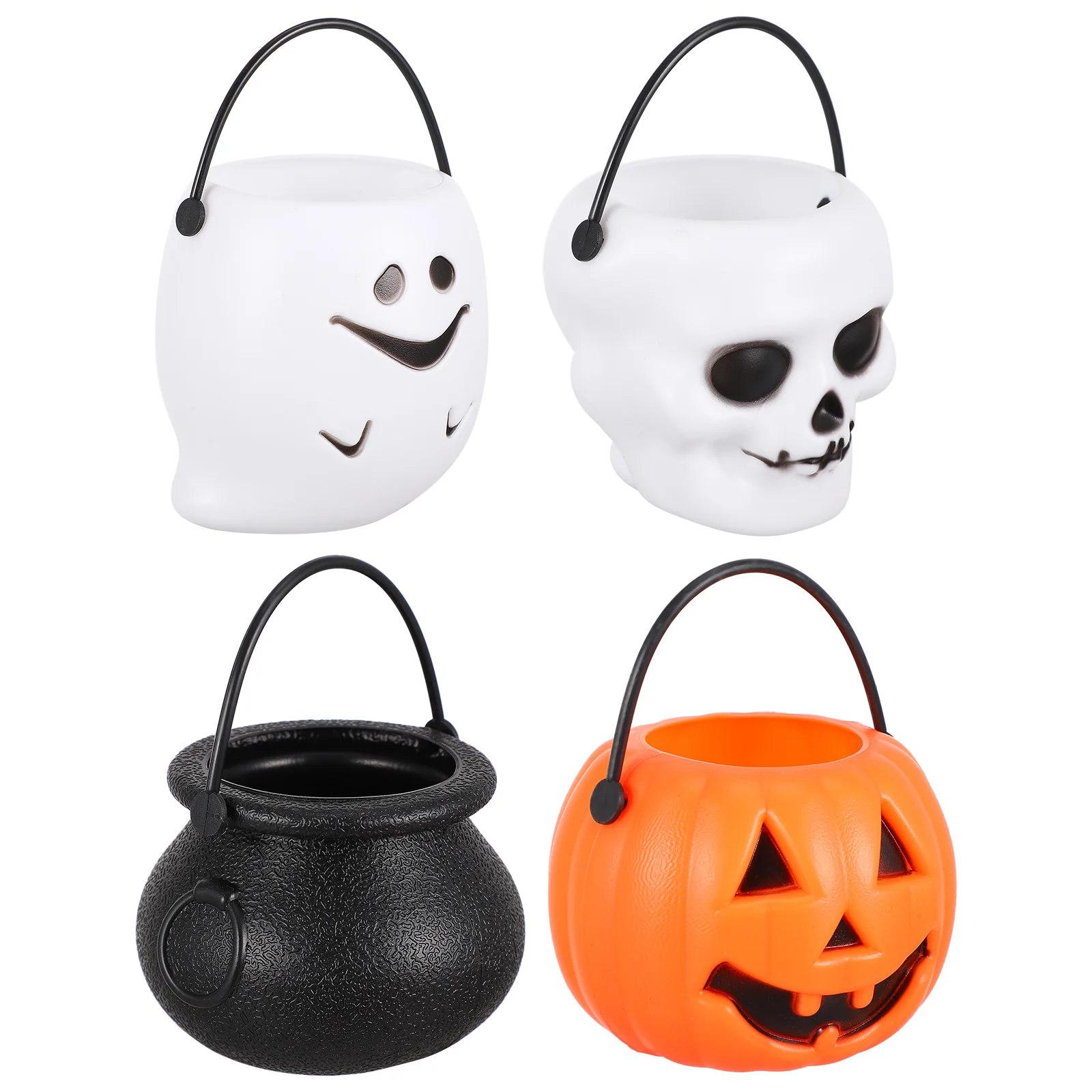 

Trick Treat Candy Bucket Halloween Hand Black Outdoor Lantern Children Container