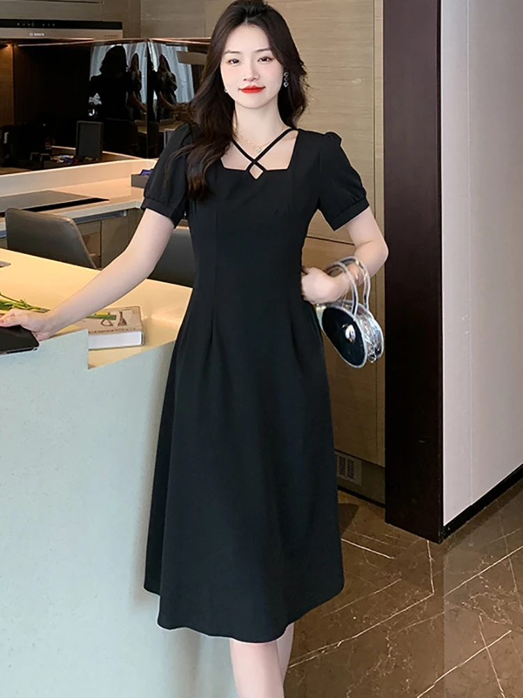 Красное шикарное Бандажное Привлекательное Женское платье миди с квадратным