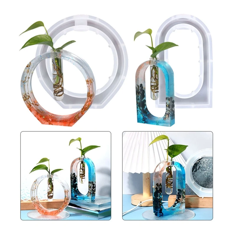 

Resin Vase Mold Plant Propagation Station Silicone Mold Hydroponic Epoxy Mold with Test Tubes for Flower Preservation