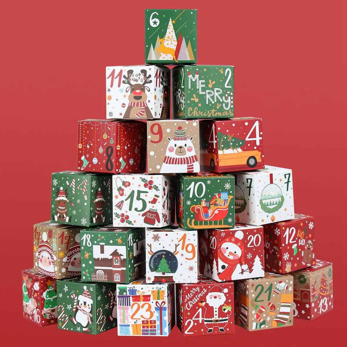 

24Pcs Christmas Advent Calendar Gift Box Kraft Paper Candy Cookies Box Kids New Year Party Gift Favors Navidad 2022 Xmas Decor