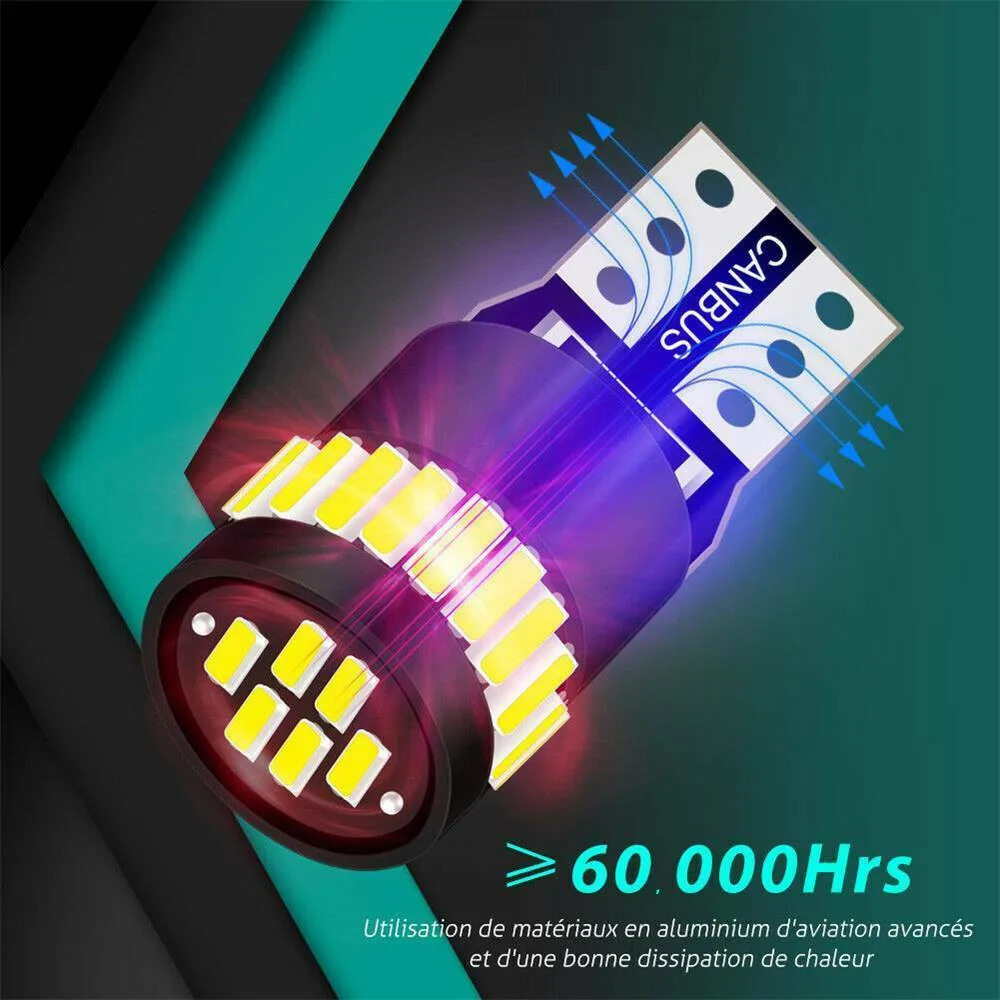 

400LM Bulbs LED Light CANBUS T10 501 194 W5W Universal Wedge White 1 Pair