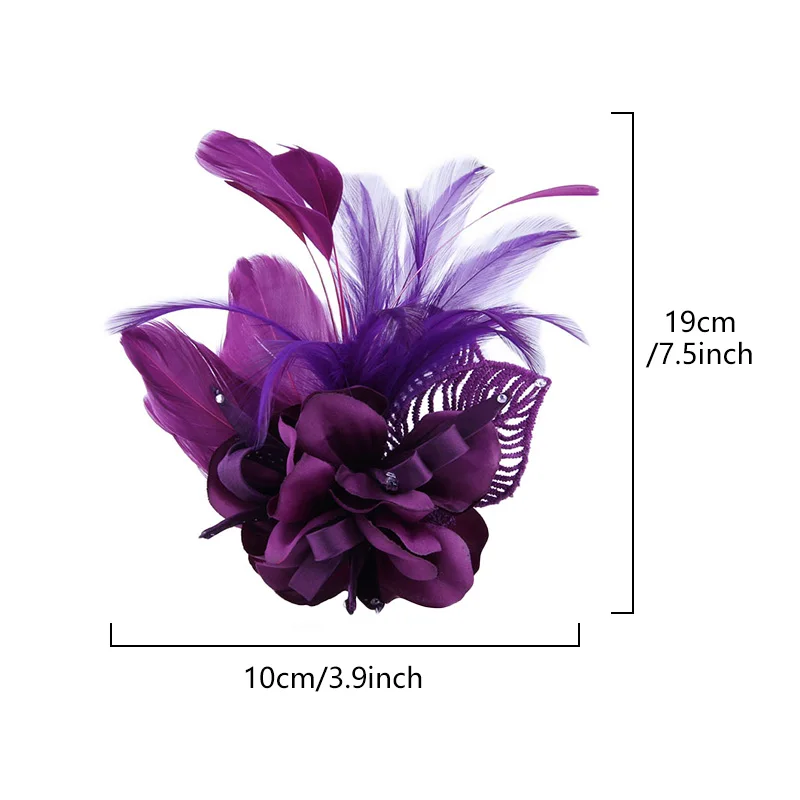 Fashion Breast Flower For Women Colorful Feather Flower Decorative Brooch Jewelry Hair Accessories Headwear Brooch Shoe Feather images - 6