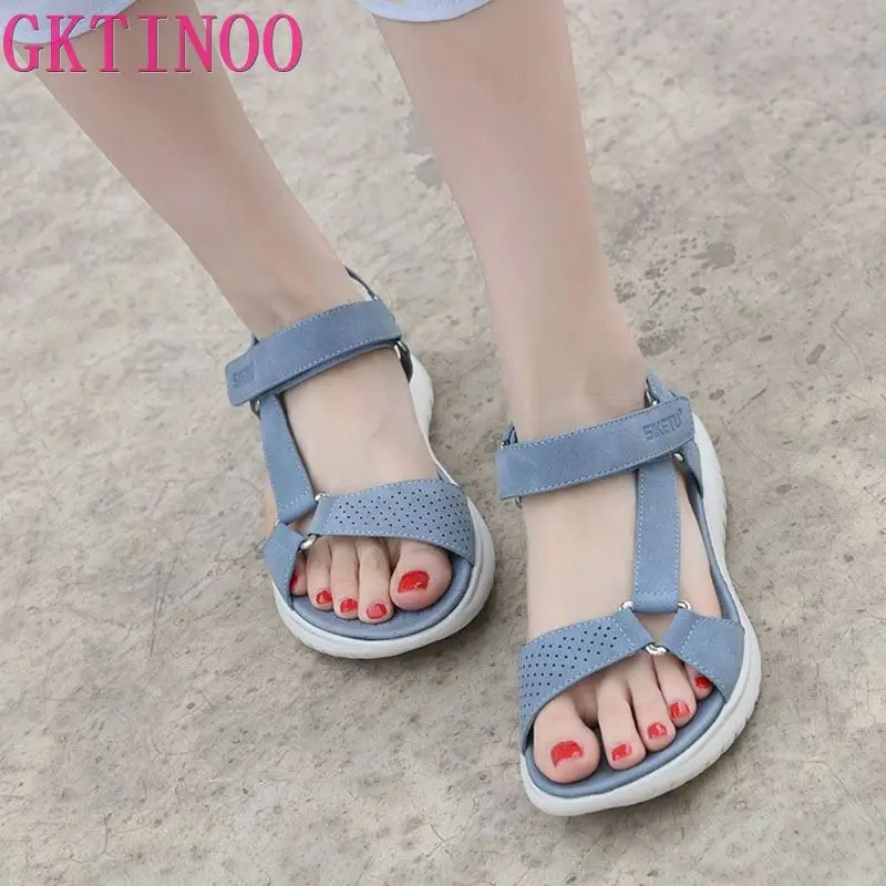 

GKTINOO/2023; Босоножки на танкетке; Женские ретро-сандалии на мягкой подошве в британском стиле; Женские дышащие удобные туфли на толстой подошве