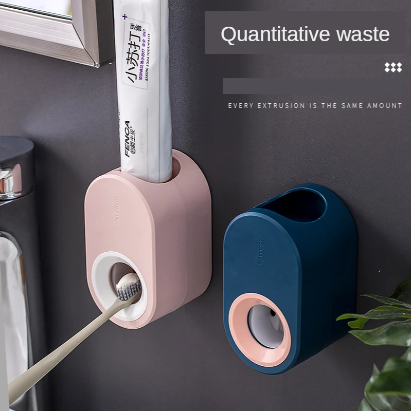 

2021 Bathroom Accessories Fully Automatic Toothpaste Dispenser Hole Punched Toothbrush Toothpaste Storage Shelf Wall Hangers