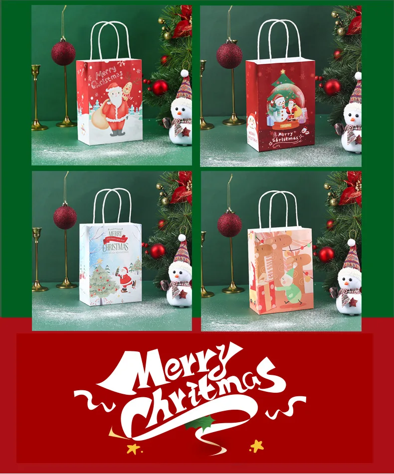 Рождественские пакеты из крафт-бумаги 2024 новогодний милый Санта-Клаус
