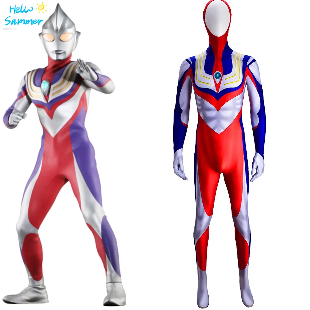 

Ultraman Tiga Cosplay Costume Superhero Spandex Halloween Cosplay Bodysuit Zentai Jumpsuit Disfraces Para Halloween Adult/Kids