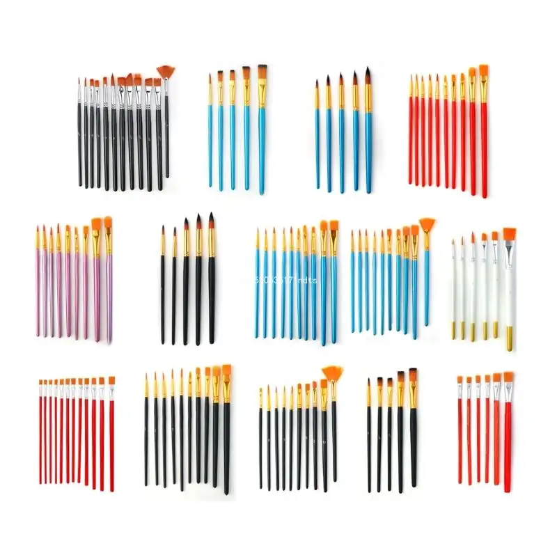 

5/6/10/12Pcs Round Pointed Tip Paintbrushes Paint Brush Sets Nylon Hair Artist Acrylic Paint Brushes for Oil Watercolor Dropship