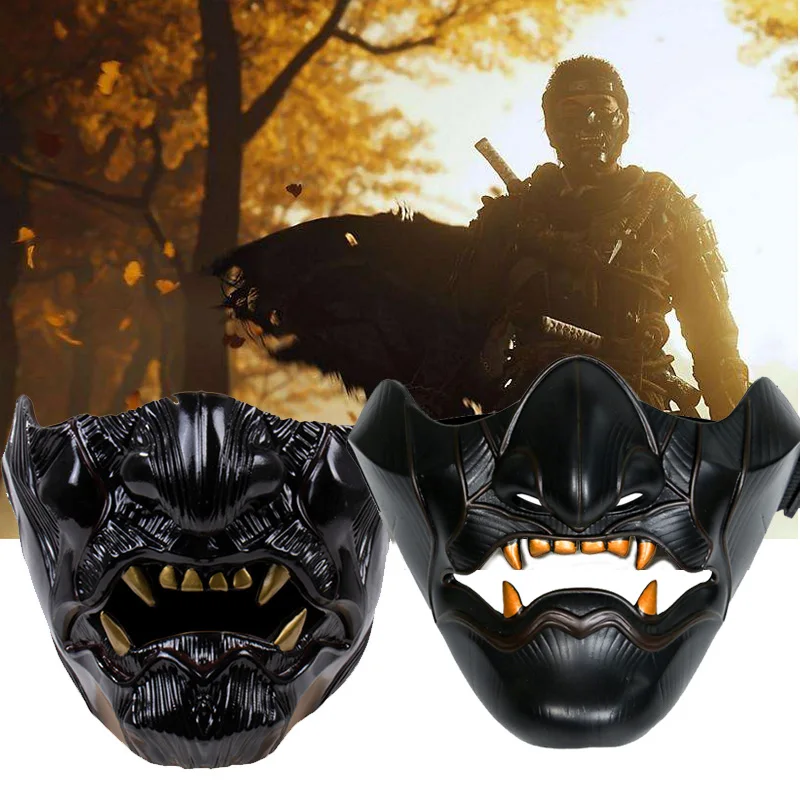 

Game Ghost of Tsushima Mask Half Face Jin Samurai Cosplay Resin Mask Halloween Party Props