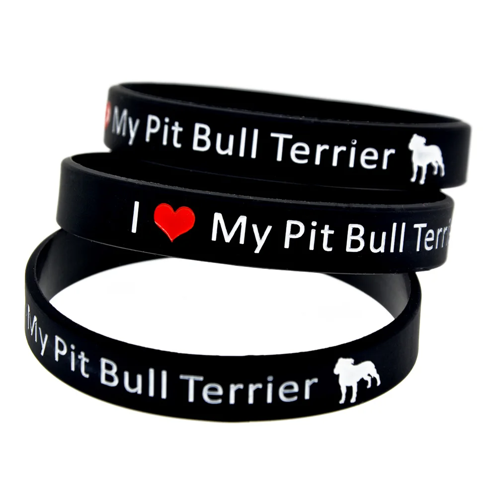 1 шт. Браслет из силиконовой резины I Love My Pit Bull Terrier черный
