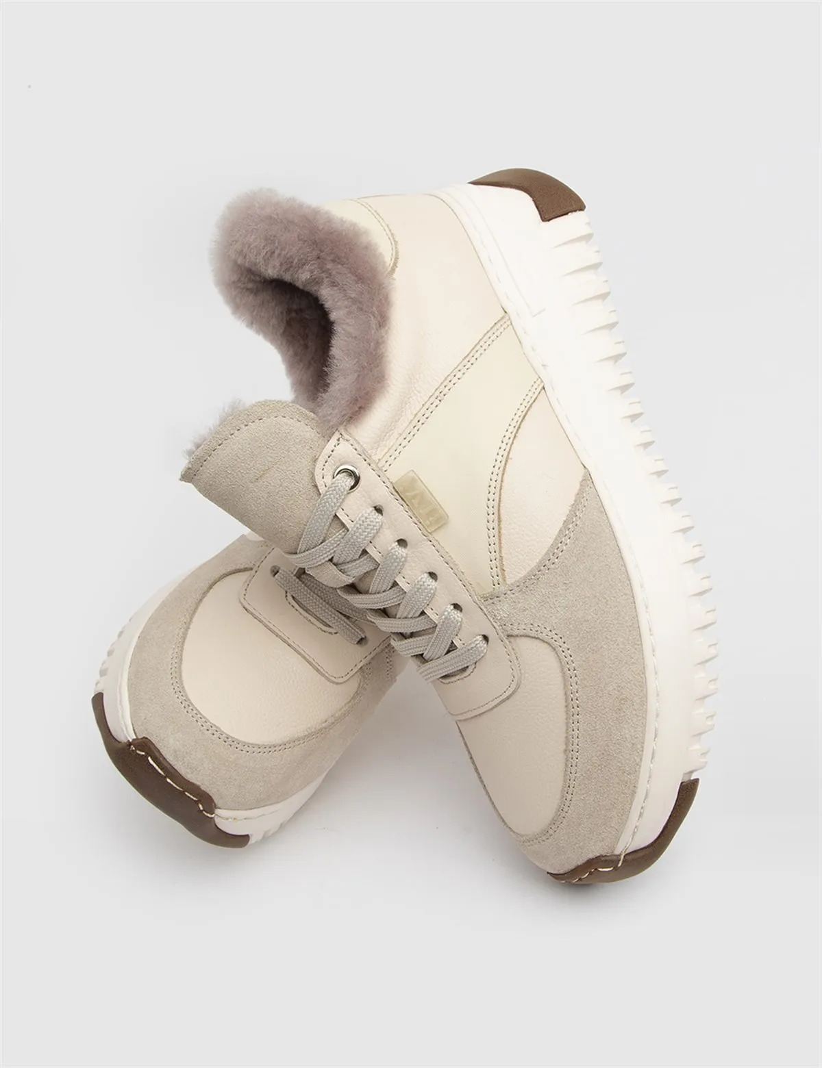 

ILVi-Genuine Leather Handmade Berd Grey Suede-Cream Sneaker Women's Shoes 2022 Fall/Winter
