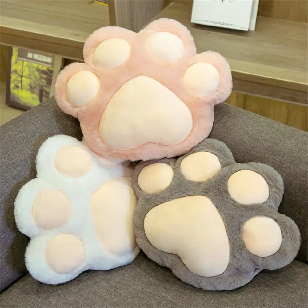 

Throw Pillow with Hole High Resilience Cartoon Animal Winter Indoor Cute Cats Paw Warm Hands Pillow for Daily Use