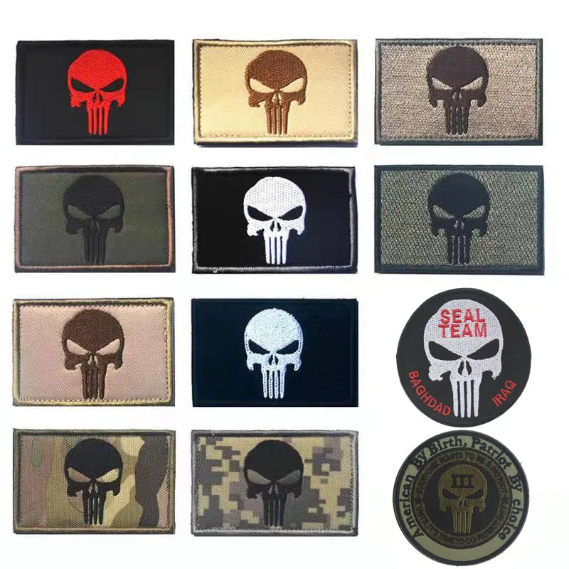 

Round Punisher skull military tactical magic patch DIY outdoor backpack Hat camouflage Badge armband patch cloth patch