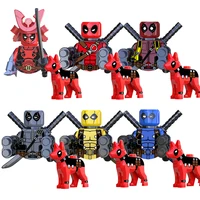 avengers deadpool mini anime figures building blocks action model toys diy dog weapon accessories bricks for children toy gifts