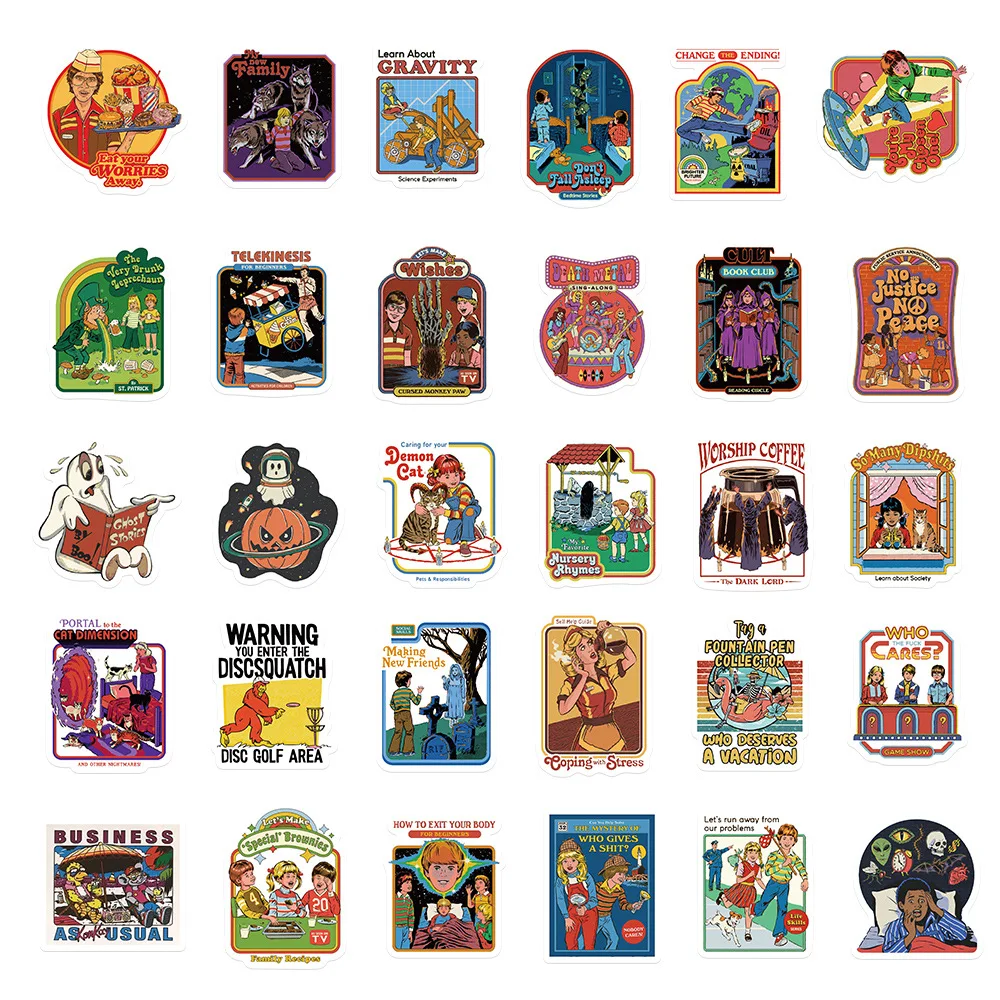 

10/50pcs Mixed Cartoon Retro Ghost Graffiti Anime Stickers Luggage Diy Skateboard Laptop Helmet Guitar Sticker Decals Toys F5