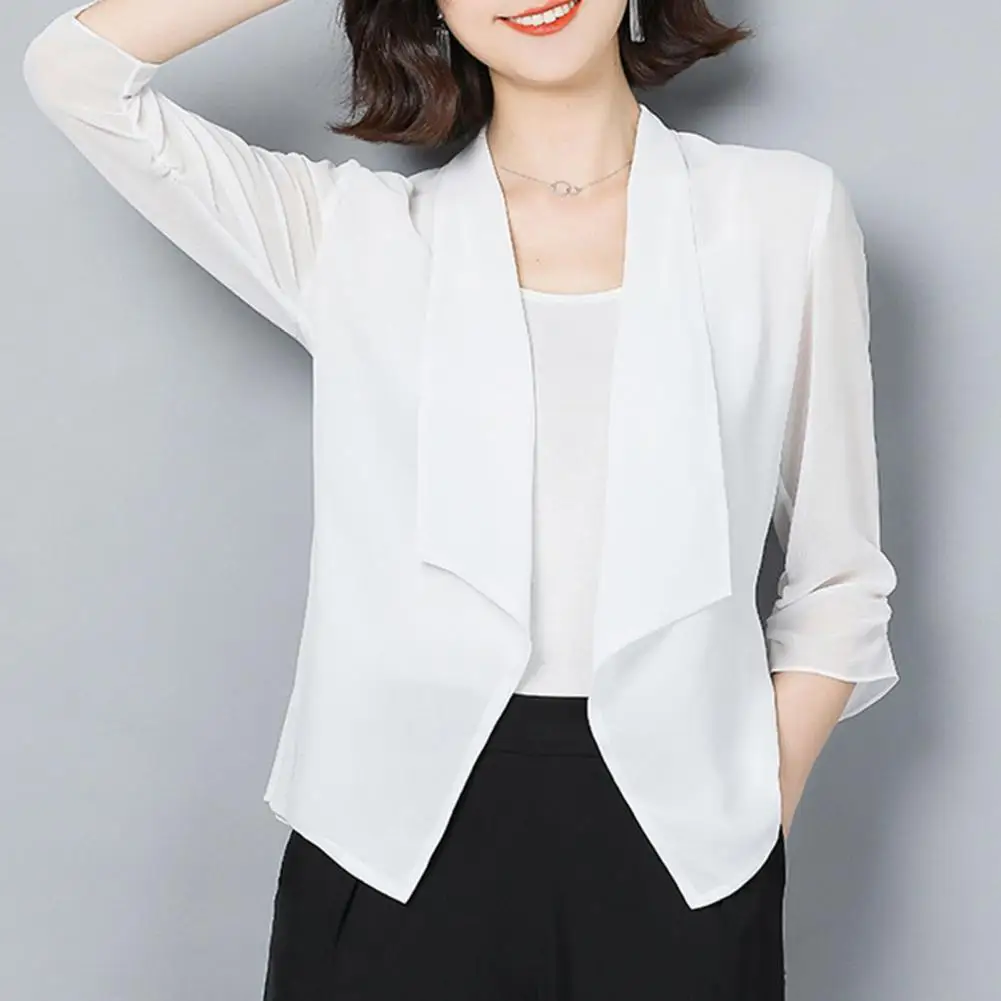 

Women Formal Coat Chic Women's Elegant Business Attire with Loose Fit Three Quarter Sleeves Soft Lapel for Formal Commute Style