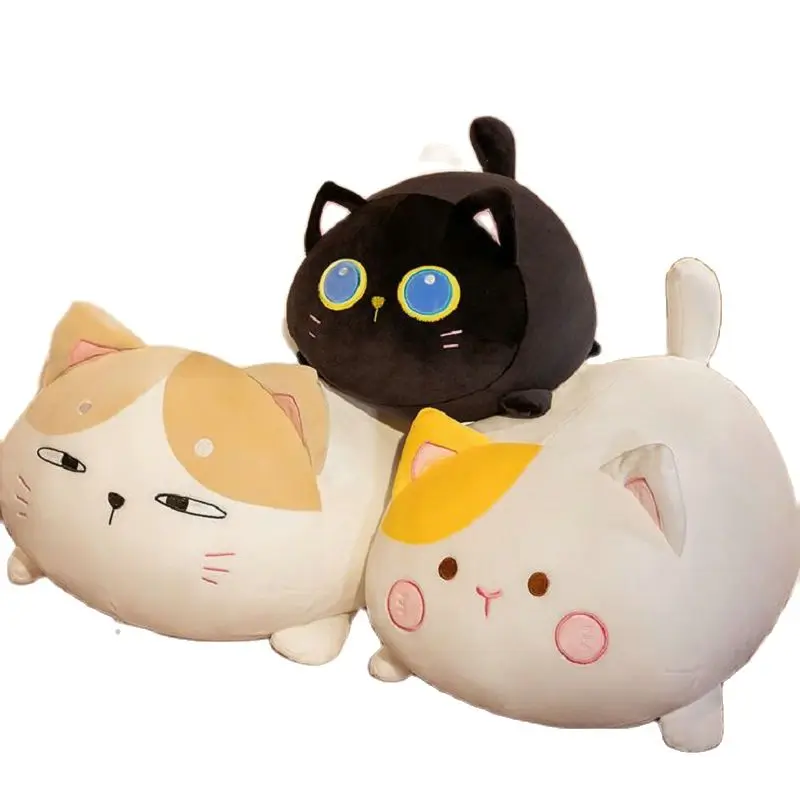 

Stuffed Giant Black Cat Plush Toy Big Eyes Arrogant Fat Lazy Cat Throw Pillow For Kids Boyfriend Nap Sleeping Bed Decor Cushion