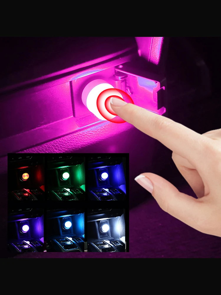 

Car Ambient Light Seven-color Gradient Voice-activated Multi-mode Mini USB LED Light Portable Neon Atmosphere Ambient Lamp Light