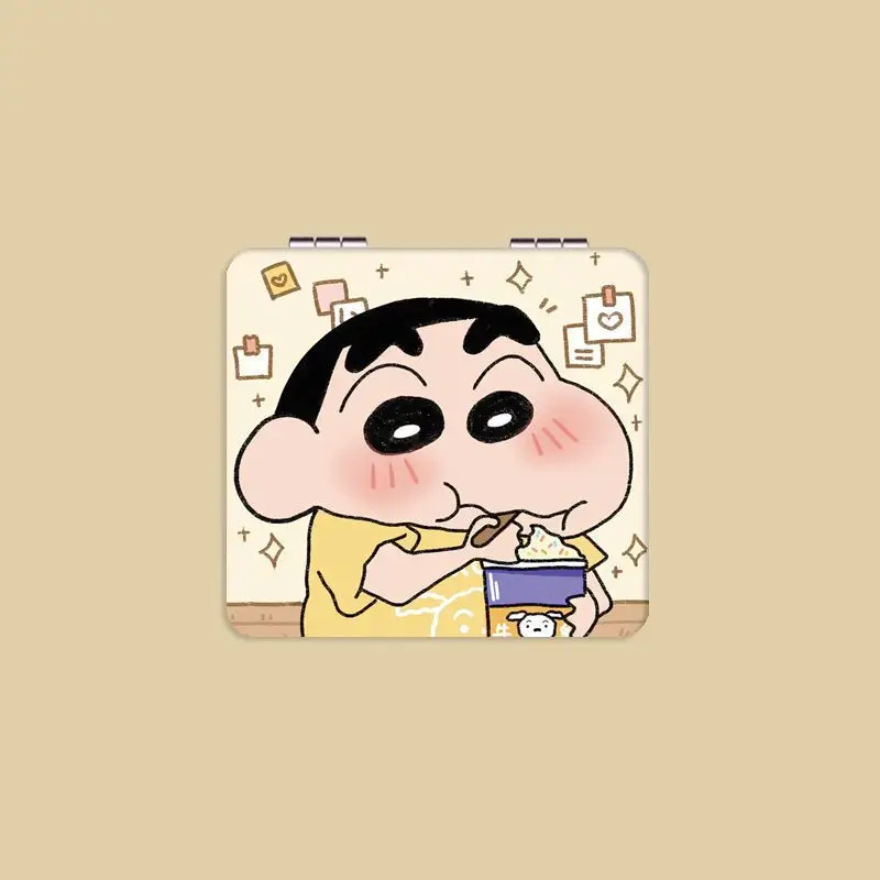 

Anime Crayon Shinchan Kawaii Portable Folding Makeup Mirror Portable Handheld Mini Portable Girl Heart Double-Sided Flip Type
