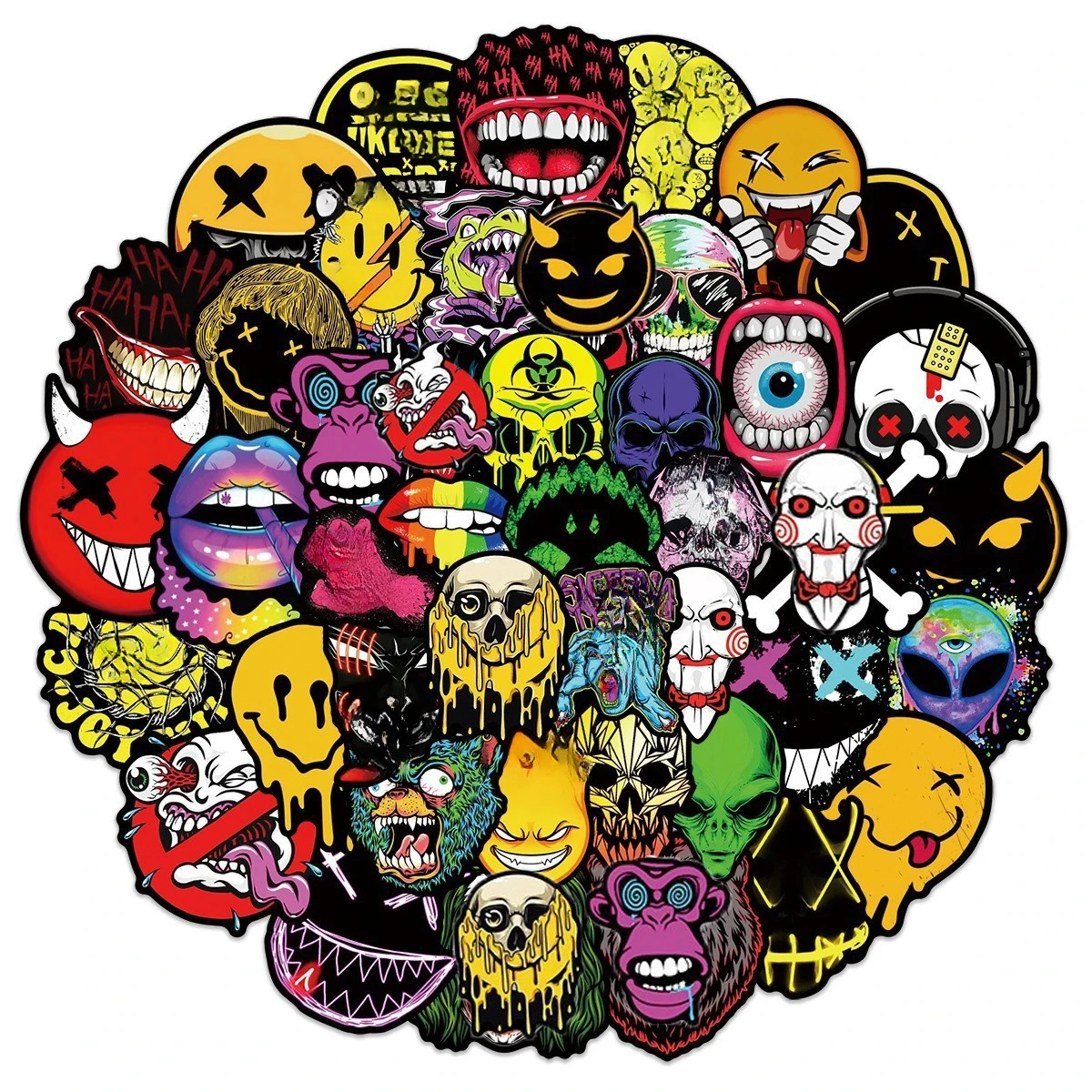 

10/30/50Pcs Cool Horror Skull Stickers Waterproof for Phone Skateboard Guitar Laptop Car Motorcycle Helmet Decals Graffiti Toys