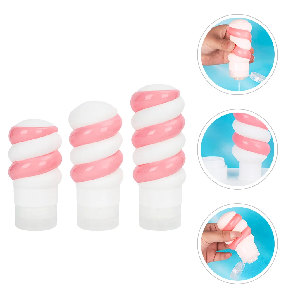 

3pcs Travel Size Bottles Toiletries Containers Empty Bottles for Lotion Shampoo Cartoon Silicone Bottles