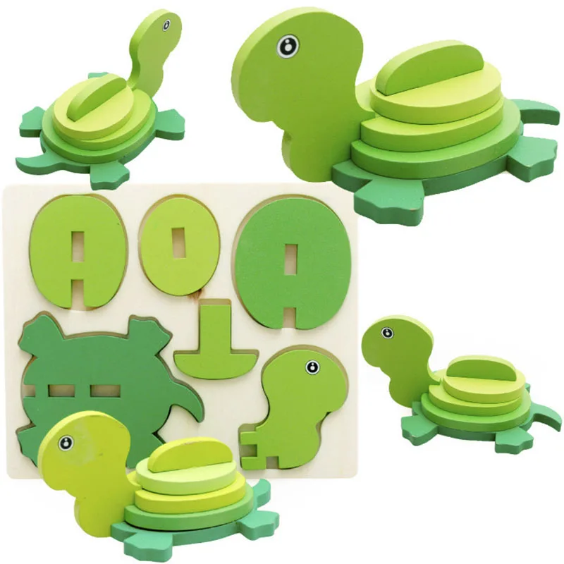 

1set Assembled 3D Dimensional Puzzle Wooden Animal Jigsaw Puzzle Toys for Children DIY Model Kids Handmade Wooden Toys