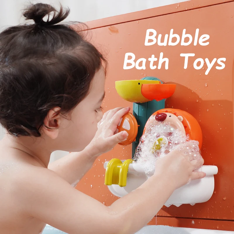 Детские Игрушки для ванны мультяшный Лев животные выдувающие пузыри спринклер
