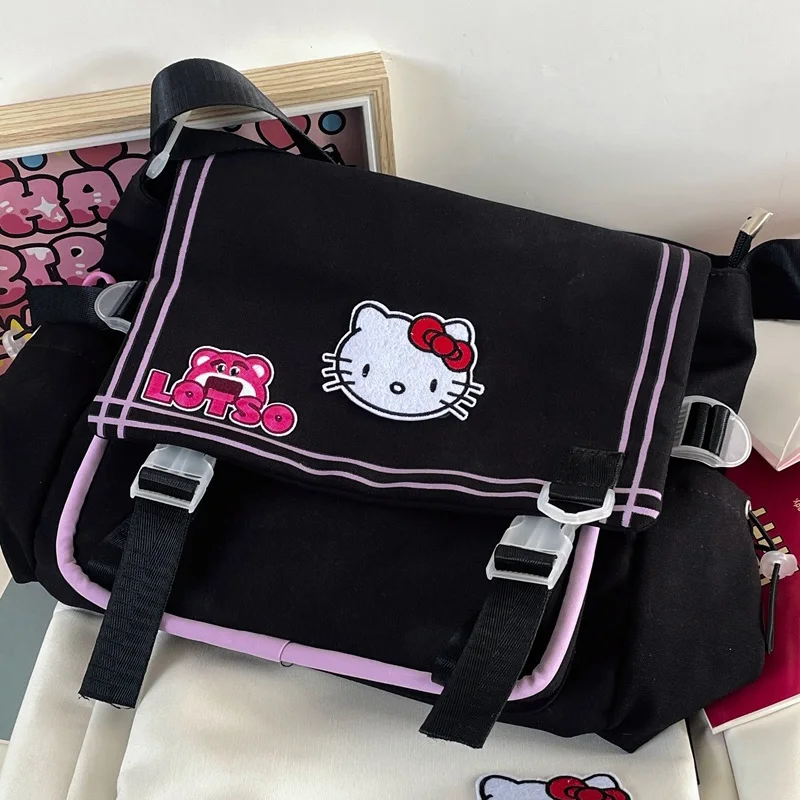 

Sanrio Hellokitty Y2K Cartoon Crossbody Bag Underarm Shoulder Bag Girl Handbag Large Capacity Black Commuting Travel Bag Gift