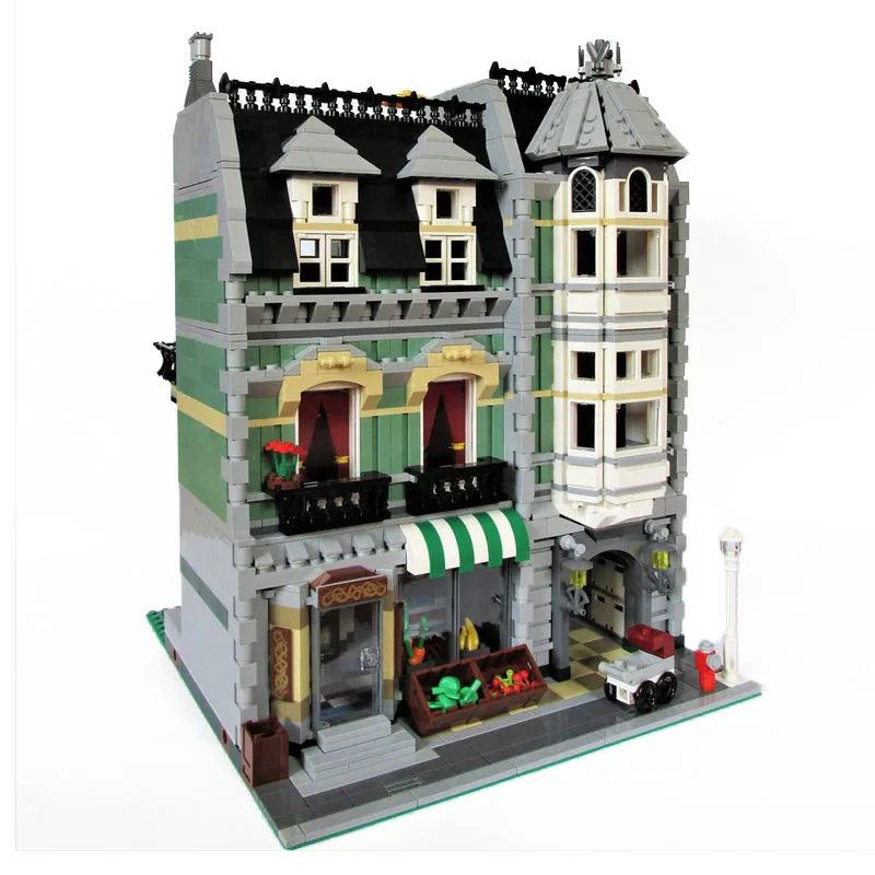 

Green City Street View Building Series 15008 Grocery Store Apartment Model 2462pcs Brick Compatible 10185 Toy Kids Gift Set
