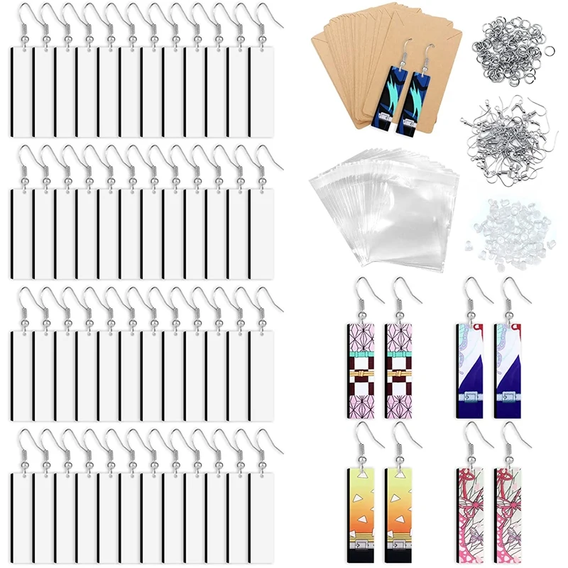 

60Pcs Sublimation Earrings Blank, Sublimation Printing Earrings Unfinished Heat Earring Pendant For DIY