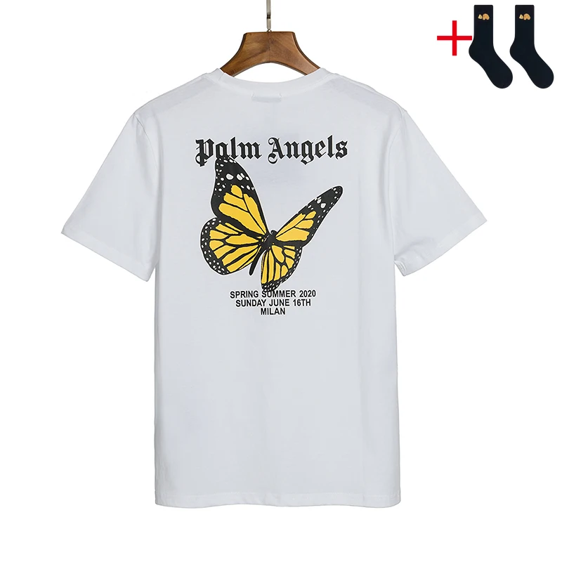 

Palm Angels 22SS Letter Logo PA Chic Loose Casual Round Neck Short Sleeve T-shirt Broken Bear Men Women Lovers Couple Style