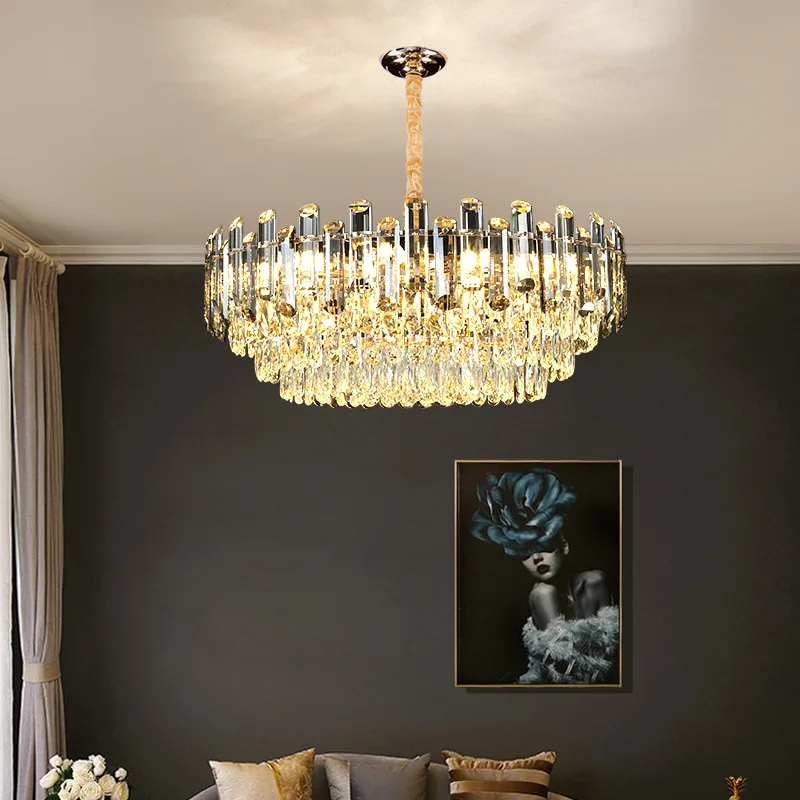 

Pendant Lamp Led Art Chandelier Ceiling Light Nordic Crystal Smoky Grey Luxury Dining Living Kitchen Island Indoor Hanging