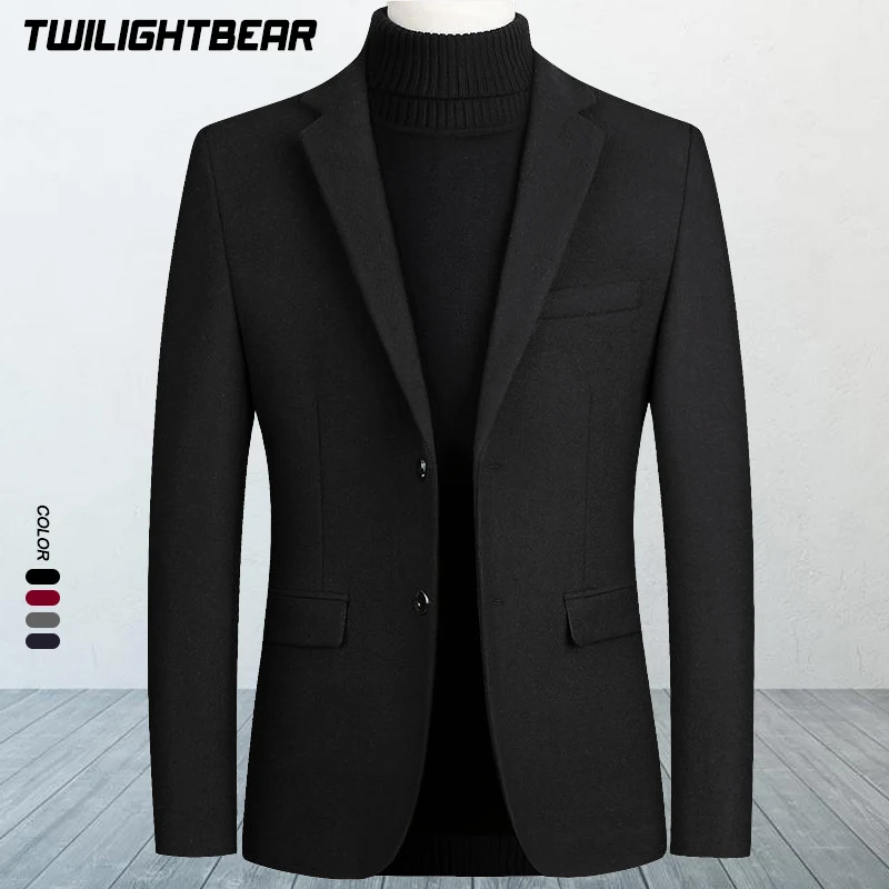 Men's Wool Blazers Male Suit Jacket Oversized Solid Business Casual Winter Jacket Men Clothing Wedding Suit Coat 4XL BFJ002