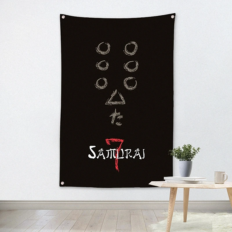 

Seven Samurai Akira Kurosawa Rock Band Hanging Art Waterproof Cloth Polyester Fabric 56X36 inches Flags banner Bar Cafe Decor