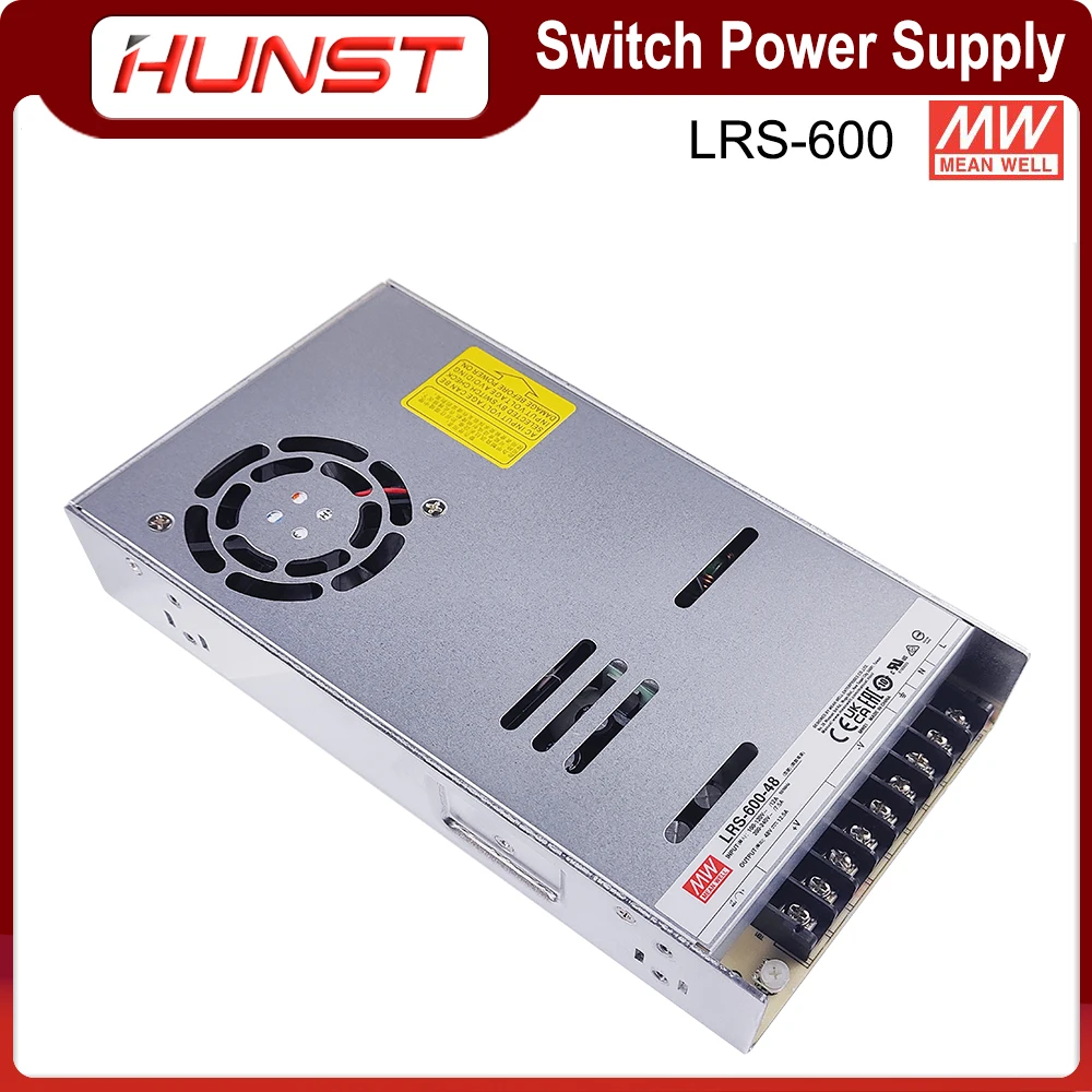 HUNST MeanWell LRS-600-24/36/48V 110V/220V Single Output Switching Power Supply for Raycus, JPT Laser Marking Machine.
