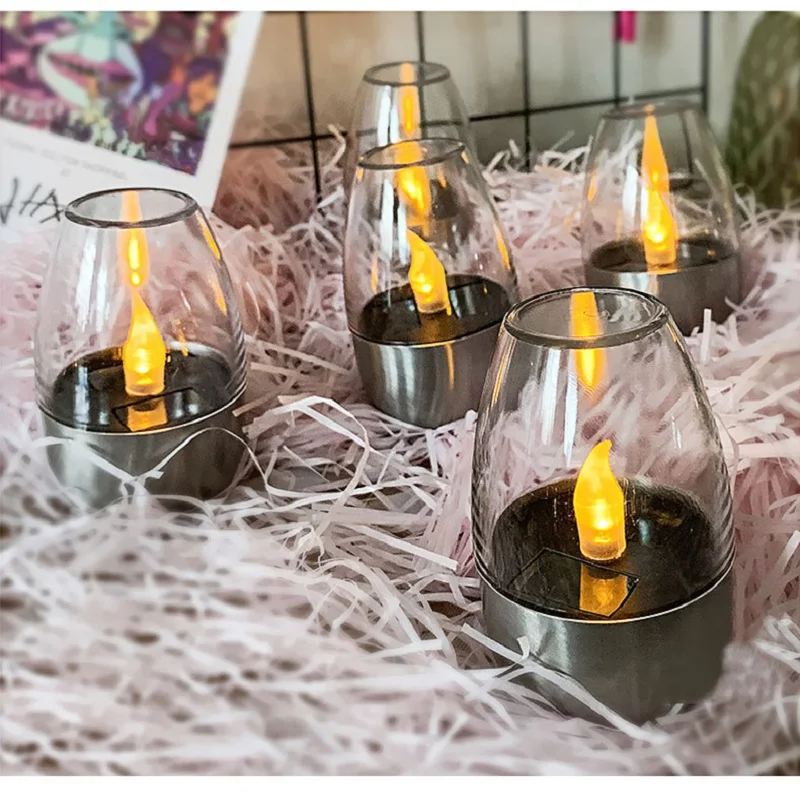 

Solar Light Outdoor LED Garden Night Light Stainless Steel Candle Light Lawn Deck Solar Lighting for Balcony Garden Decor