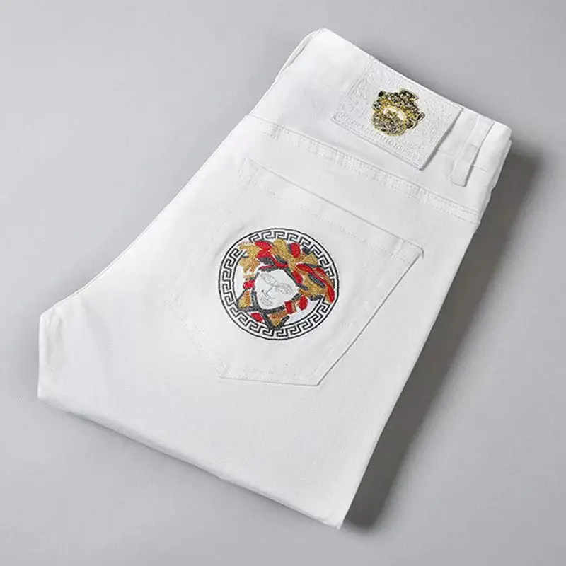 

Fashion Men's Jeans Stretch Slim Casual Thin Trousers 2022 Summer Summer New Embroidered Zipper Library